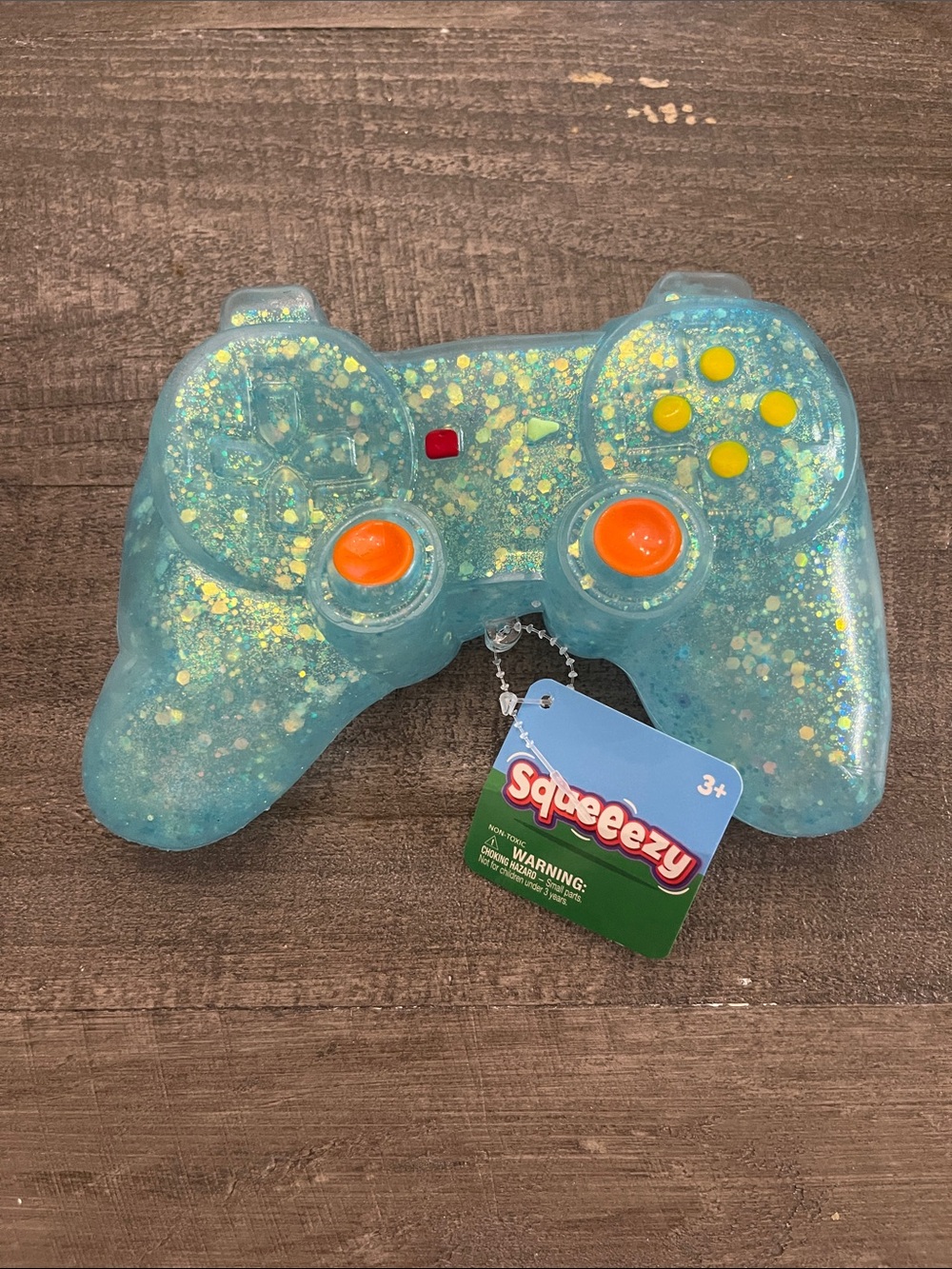 Squeeze Blue Glitter Game Controller Stress Toy by Squeeze